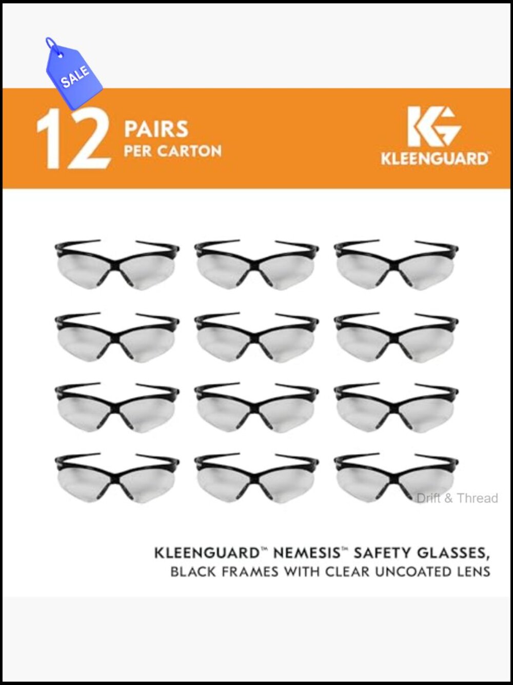 12 Pairs Safety Glasses Polycarbonate Lens PPE Work - Picture 2 of 6
